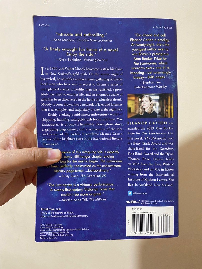 The Luminaries by Eleanor Catton (Paperback) (Category: Storybooks) located in Antipolo. Submitted by keehoo (Listing ID 1254000946, Image 2). Description: The book is obviously aged, but other than that, it’s in pretty good condition. Kindly refer to the photos and see for yourself. MOP: GCash only. (cash payment is only allowed for meet ups) RFS: Decluttering, need more space for new books :P.