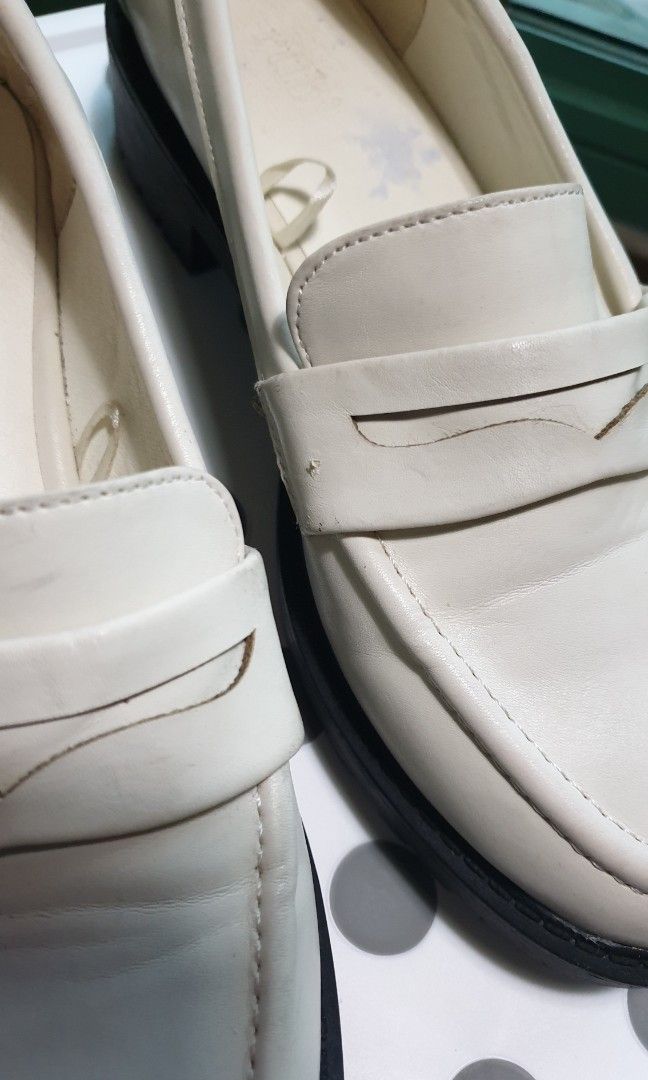 White sale leather loafers