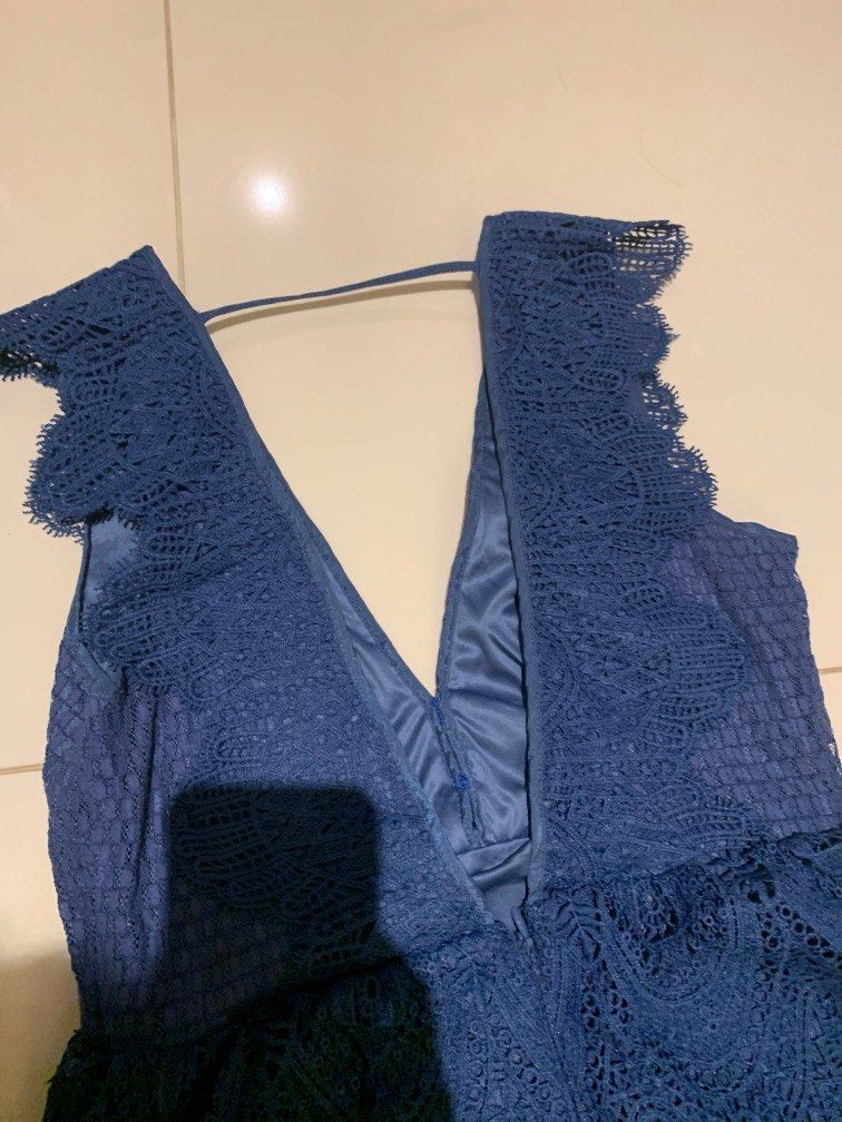 Topshop blue lace cheap dress