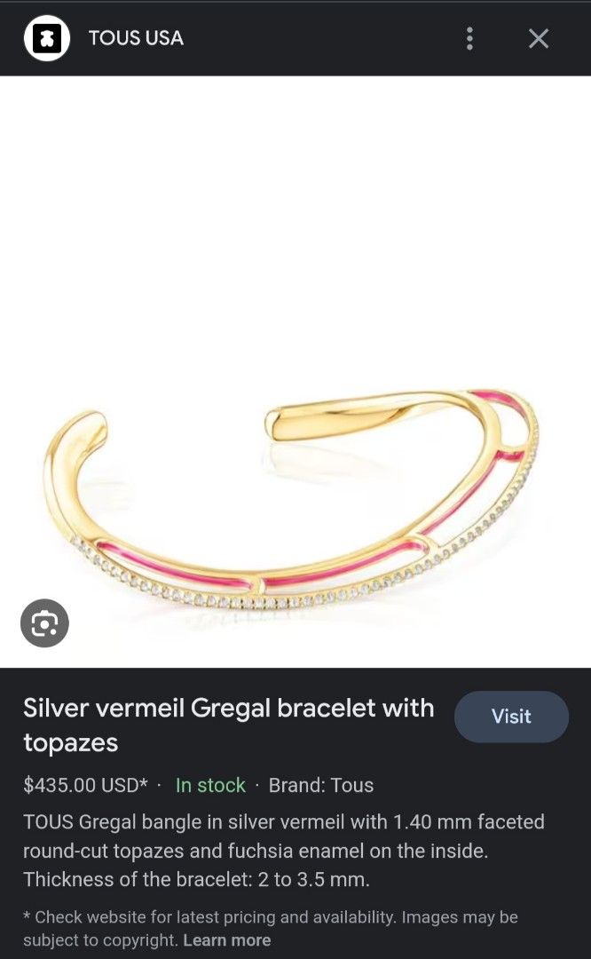 Tous - Silver vermeil Gregal bracelet with topazes, Women\'s Fashion,  Jewelry & Organisers, Bracelets on Carousell