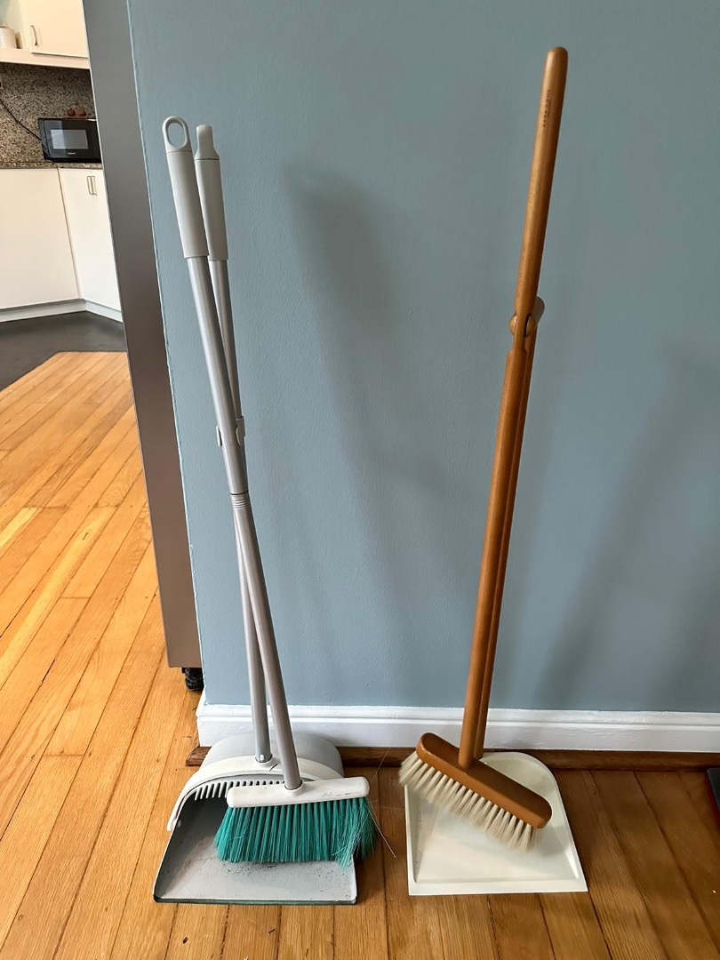 Two tall dust pan and brush, one from Zara Home, Furniture & Home