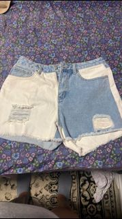 Two tone jeans shorts