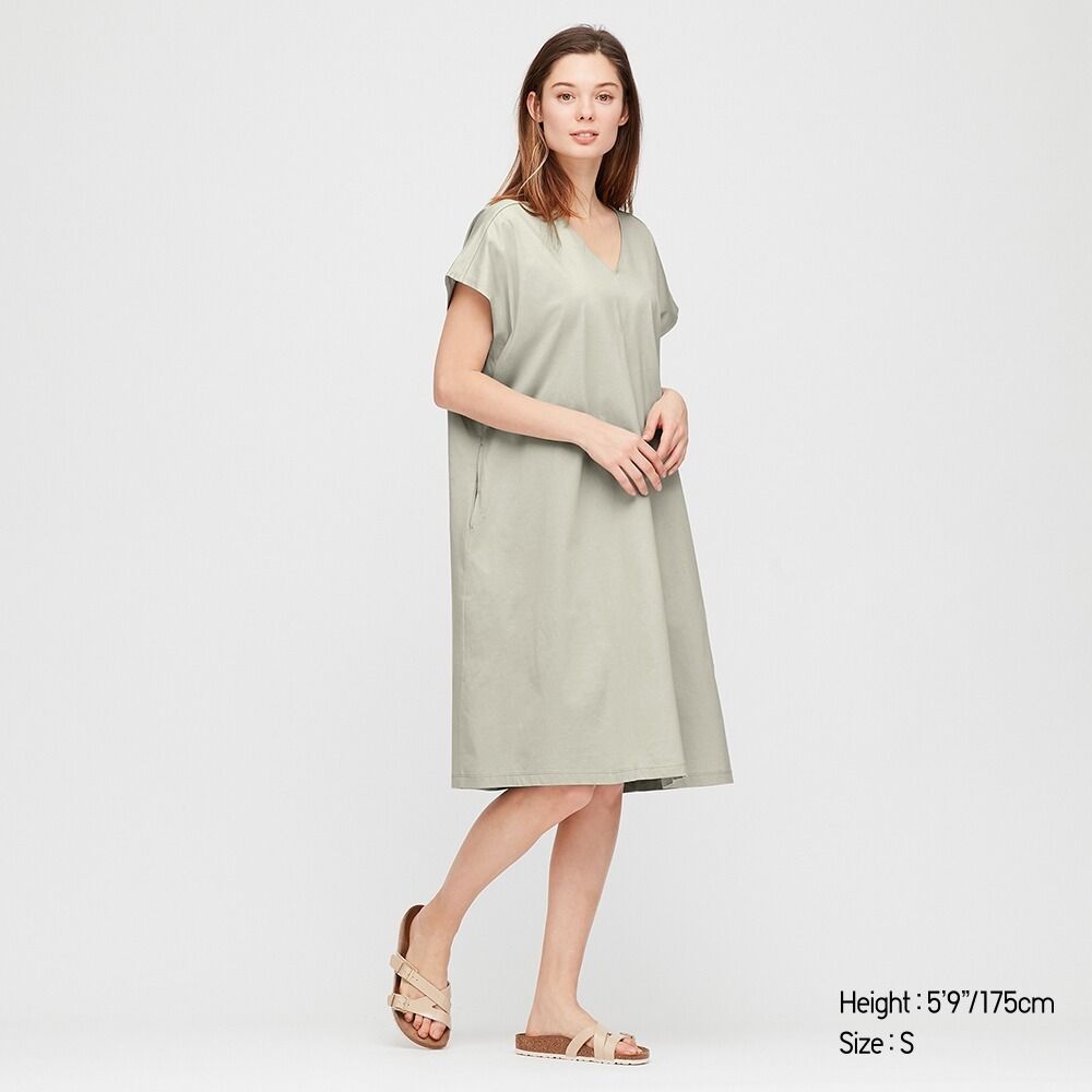Uniqlo Mercerized Cotton Short Sleeve Cocoon Dress Women s