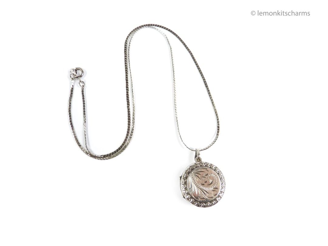 Real silver locket necklace on sale