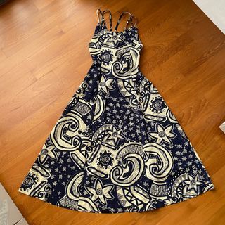 Vintage 90s Wood Block Double Strap Sun dress
