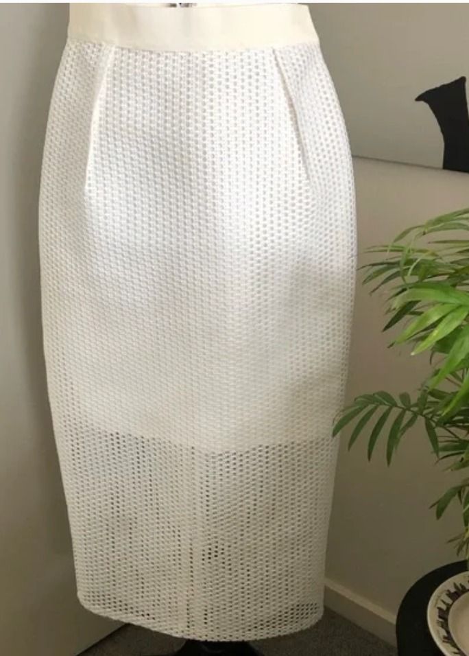 High waisted sales ivory pencil skirt