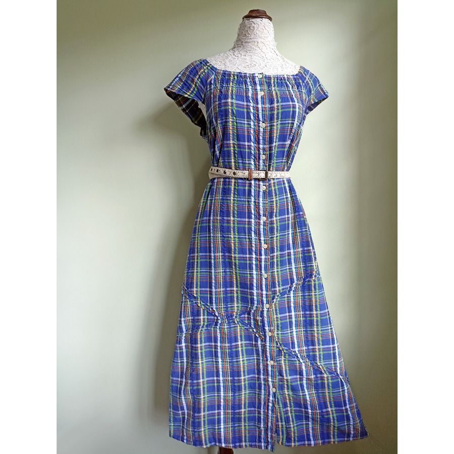 VINTAGE COTTON PLAID DRESS M L Women s Fashion Dresses Sets