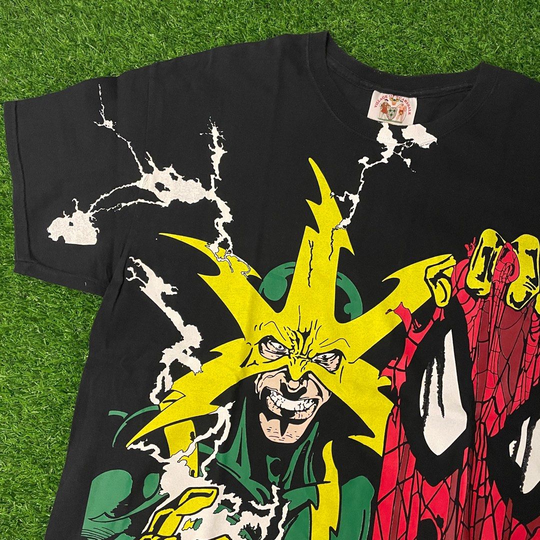 Vintage Spiderman vs Electro Bootleg All Over Print Front Shirt, Men's