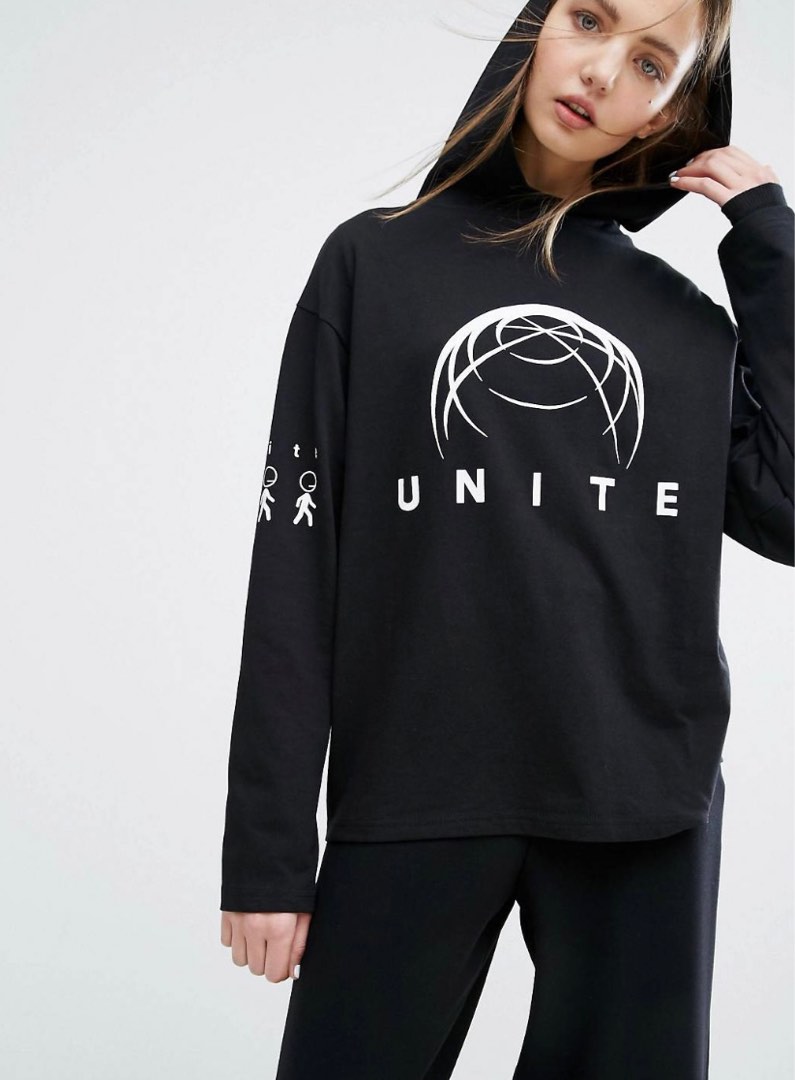 Weekday Unite Logo Hoodie top Women s Fashion Tops Longsleeves