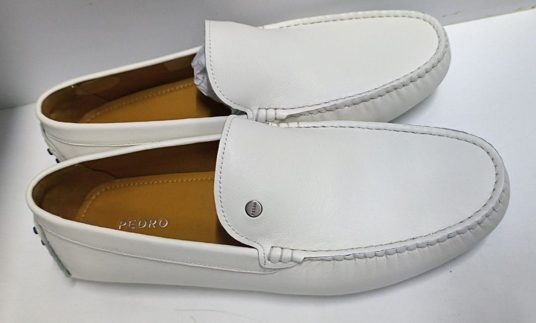 White driving moccasins sales