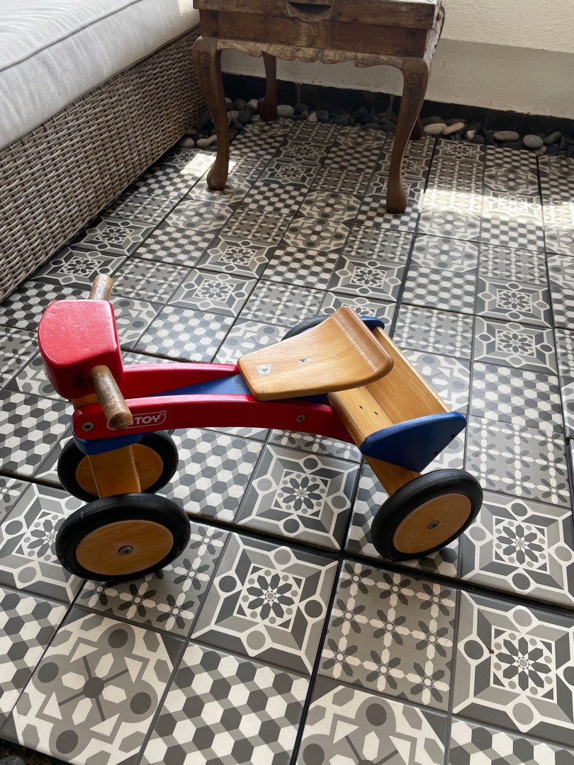 Wooden toddler bike 4 wheels, Babies & Kids, Infant Playtime on Carousell