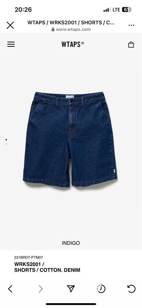 Wtaps (Brand New) WRKS2001 / DENIM Indigo Size 03, 男裝, 褲＆半截