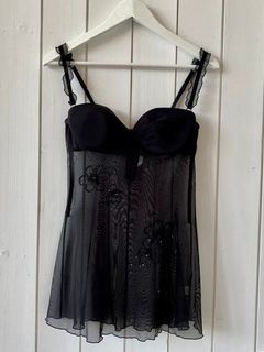 Y2k Vintage La Senza padded push up mesh dress lettuce hem 😍 coquette fairycore goth grunge