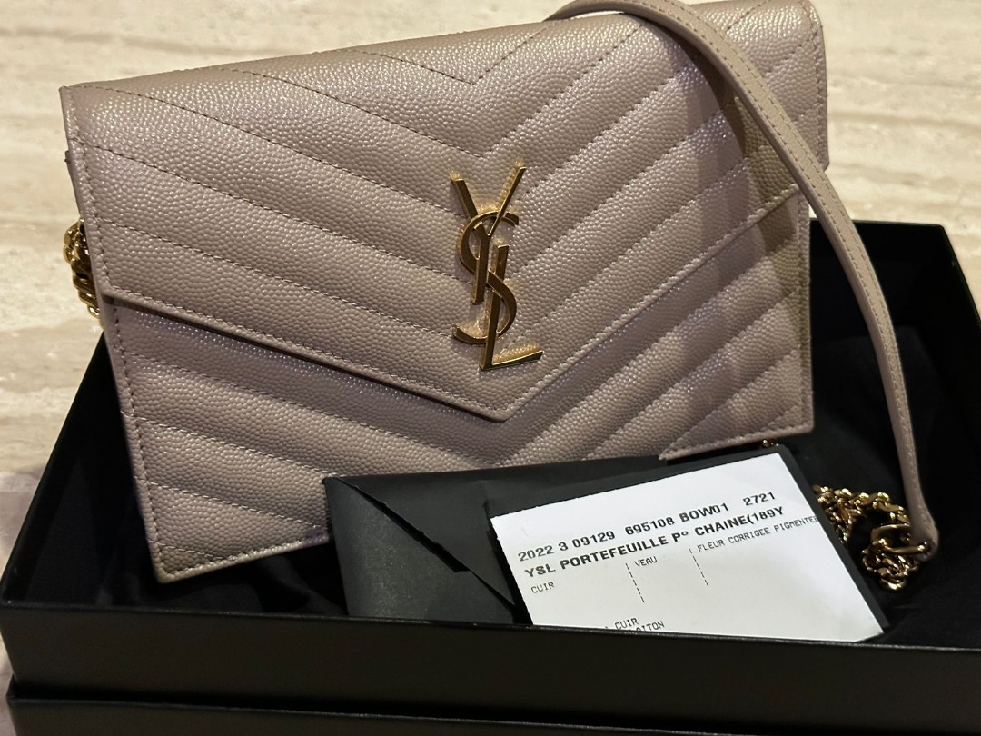 YSL Woc 19cm dark beige Ghw with box, db, booklet