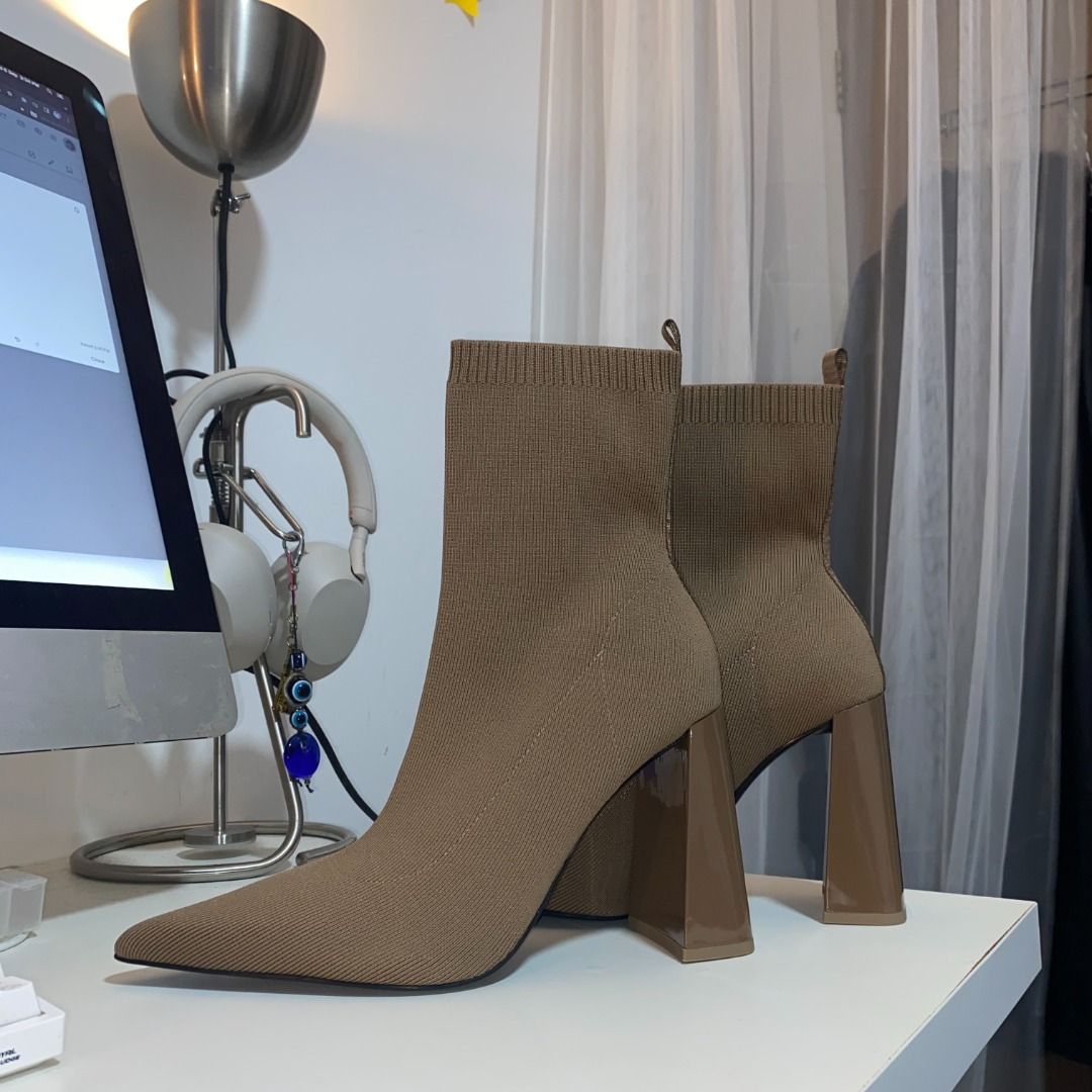 Fabric high heel ankle boots hotsell