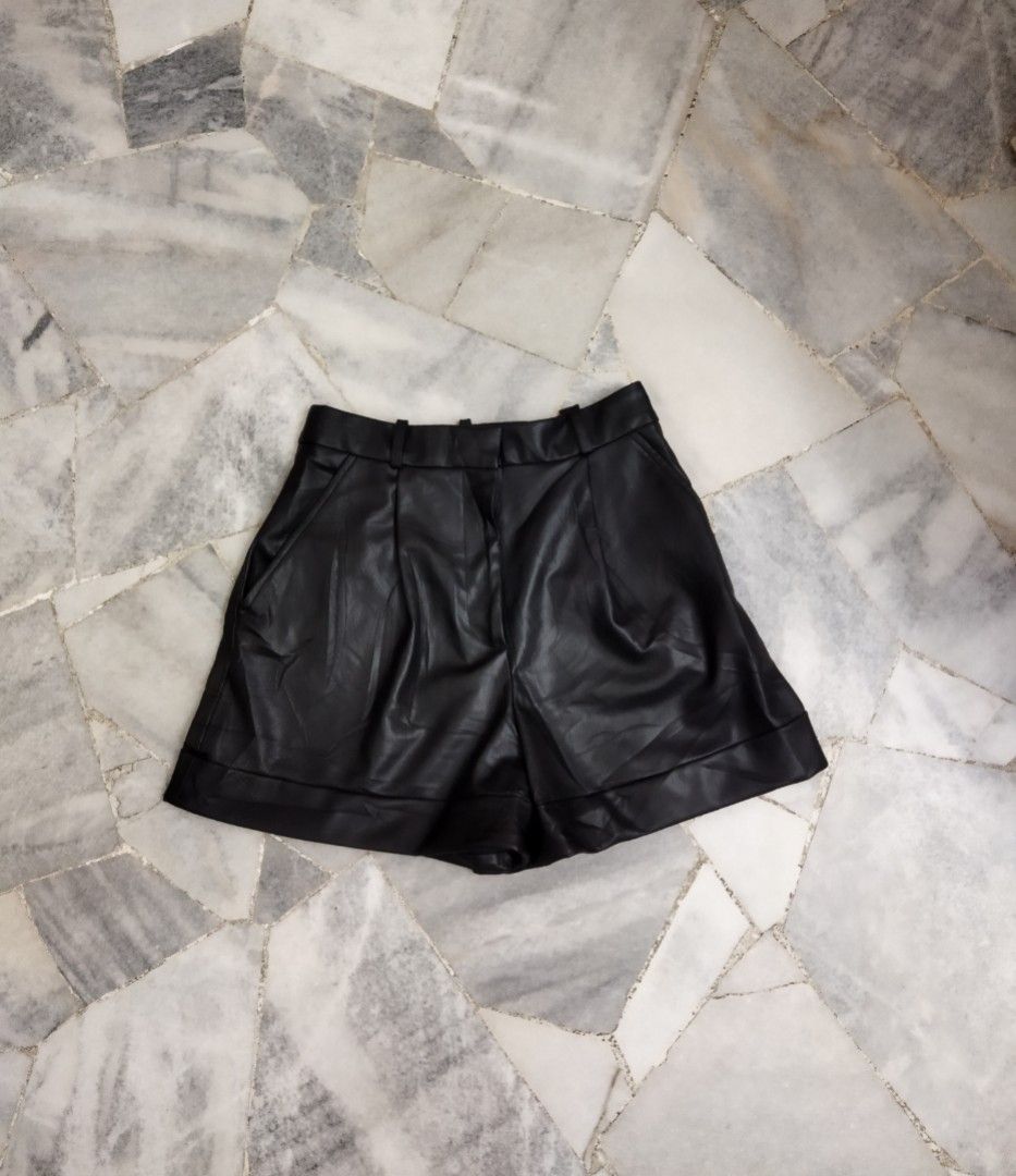 Zara Faux Leather Short septsale Men s Fashion Bottoms Shorts
