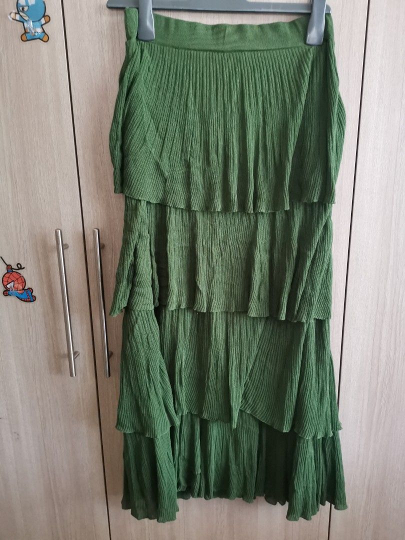 Green layered shop skirt zara