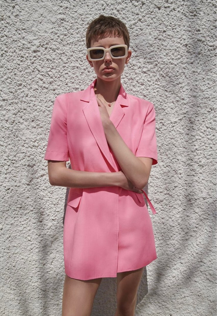Zara pink linen blazer dress Clearance