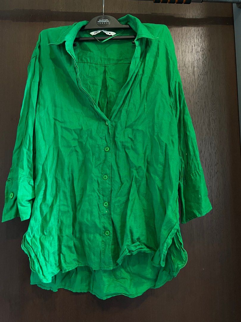 Zara linen shirt, Women's Fashion, Tops, Blouses on Carousell