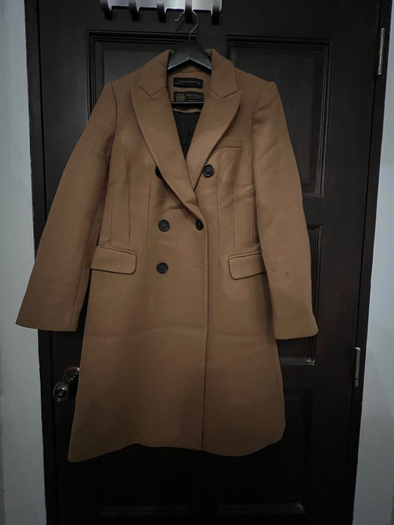 Zara, Jackets & Coats, Zara Double Breasted Military Style Wool Blend Pea Coat  Jacket Size Small