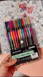 ZiXua 24 Neon Colors Gel Pen  (Pack of 24, Light Blue, Pink, Orange, Yellow, Gold, Brown, Purple, Green, Black, Blue, Red)