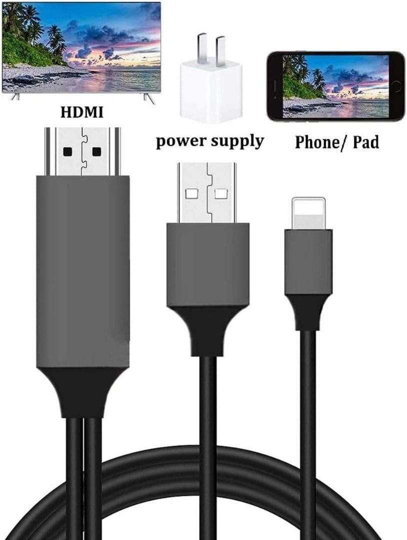 Micro USB TYPE C Lightning to HDMI-Compatible Cable HDTV TV Digital AV  Adapter Cable 1080P