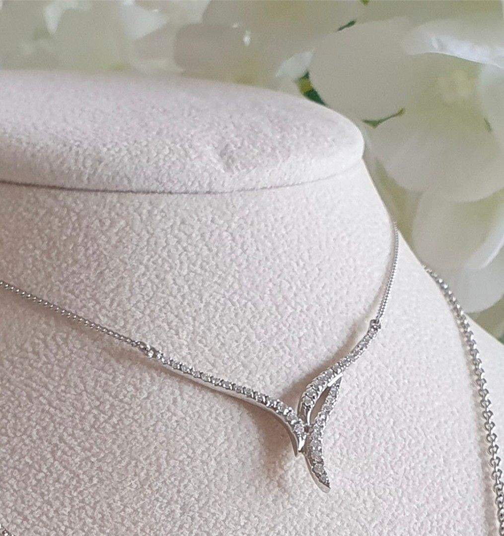 White gold diamond shop necklace and earring sets