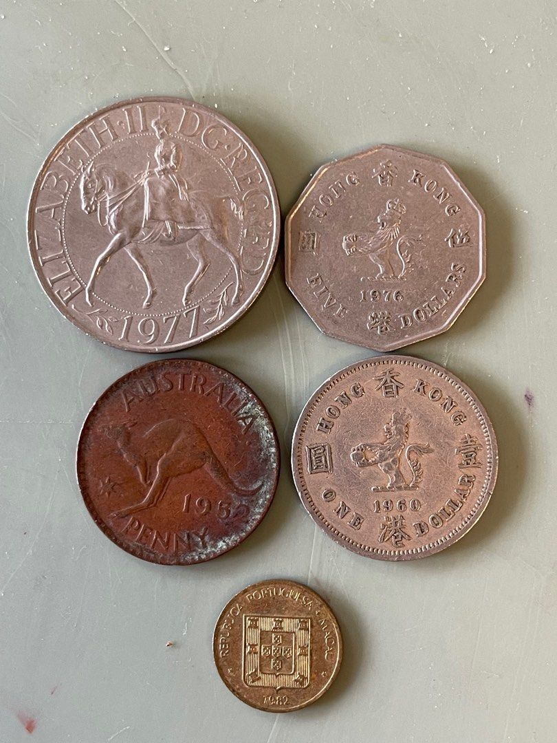 香港1960 年一元硬幣，1972 年五元硬幣，及其他貨幣, 興趣及遊戲, 收藏品及紀念品, 錢幣- Carousell