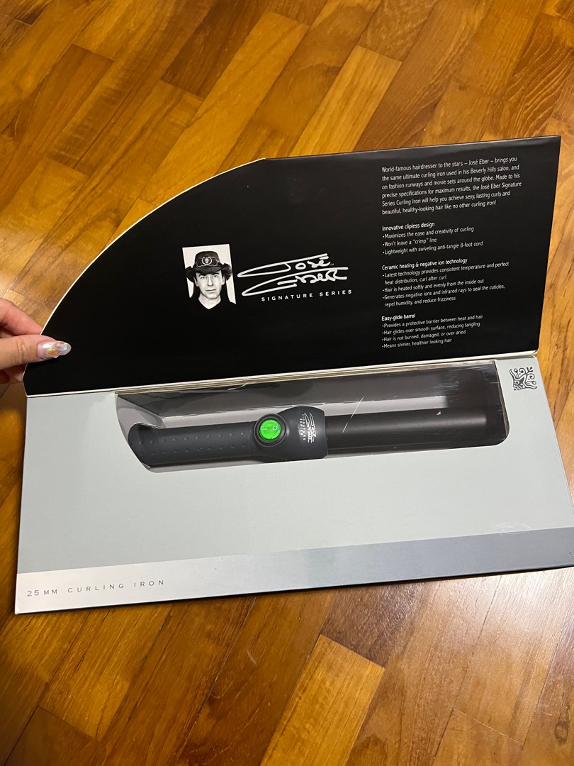 Jose Eber: Clipless Curling Iron .75" (19mm) Black, Tourmaline Ceramic Barrel