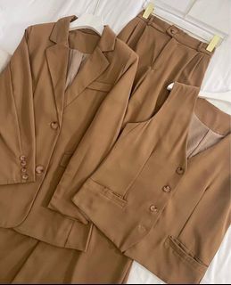 3pc brown blazer, waistcoat, pants