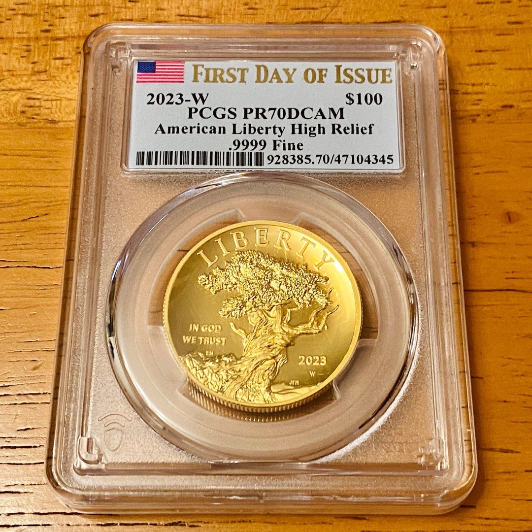 首日評級滿分2023年美國自由之樹高浮雕精鑄金幣1盎司2023 American Liberty High Relief Gold Coin ,  興趣及遊戲, 收藏品及紀念品, 錢幣- Carousell