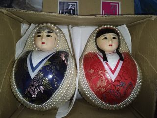 早期日本人形娃娃不倒翁擺飾 民藝老件收藏 結婚生子賀禮 姫だるま 錦だるま