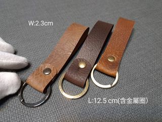手工品 瘋馬皮 油蠟皮 野牛皮 真皮鑰匙圈 吊飾 大地色 封邊版本