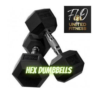 🇸🇬 READY STOCK! Rubberized Chromed Knurling Handle Hex Dumbbells For CrossFit, Boot Camp & Weight Lifting Training (Sold In Pairs)