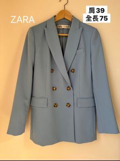 全新 ZARA 劍領 西裝外套 雙排釦 寶寶藍  XS