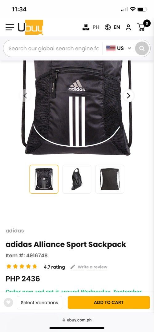 Adidas alliance sport sackpack on sale
