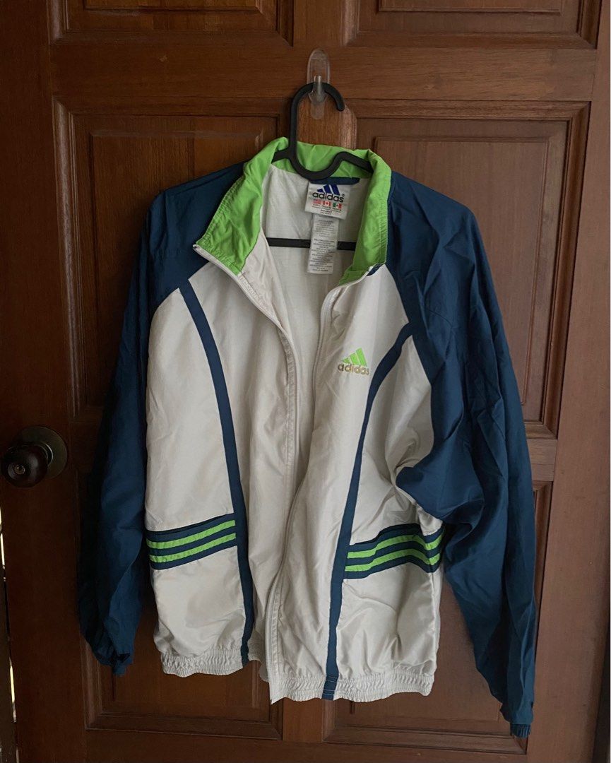 Adidas jacket hotsell green and white