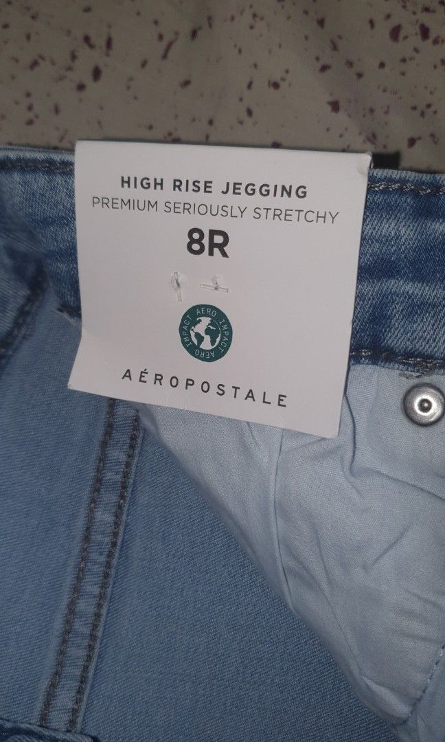 AEROPOSTALE Seriously Stretchy High Rise Jeggings - Blue Denim (Size: 8R) 
