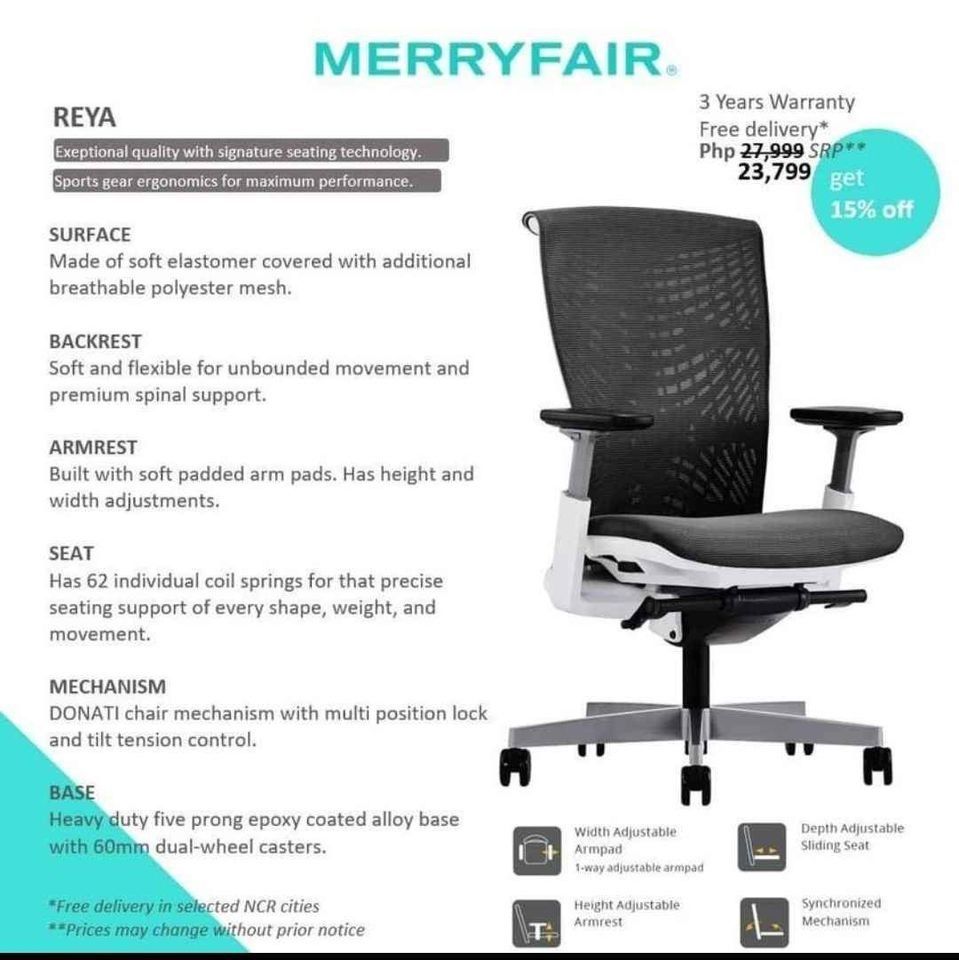 Aesthetic Merryfair Reya Ergonomic Chair, Furniture & Home Living