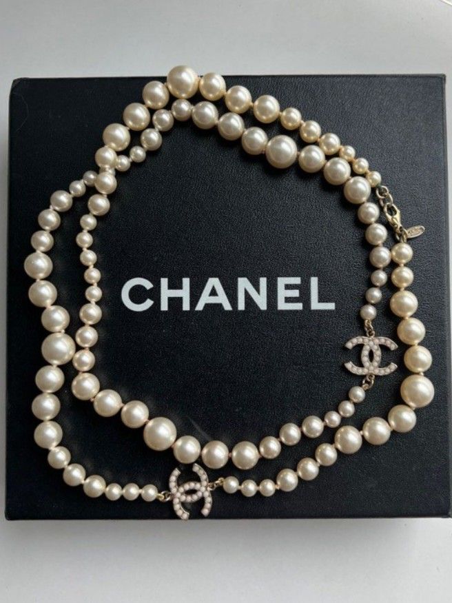 Chanel Pearl Station Necklace For Sale at 1stDibs | chanel station necklace,  chanel pearl necklace, akoya pearl necklace