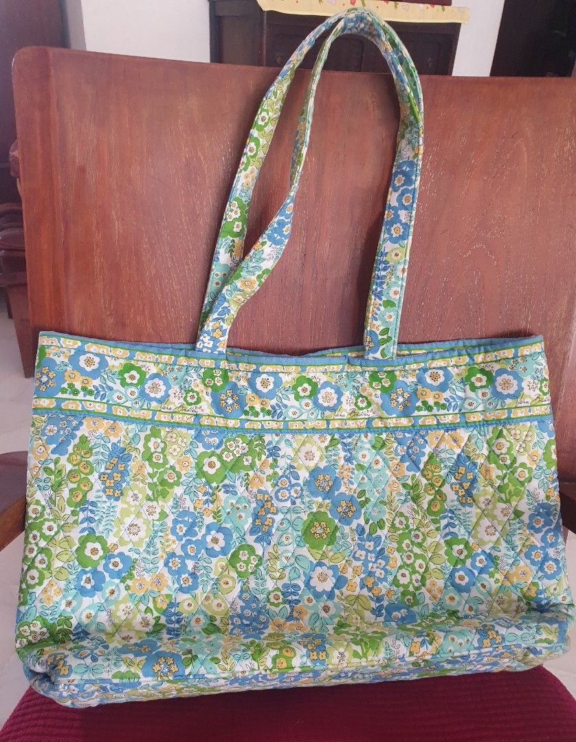 Authentic Vera Bradley Cotton Quilted Tote Bag Large English Meadow