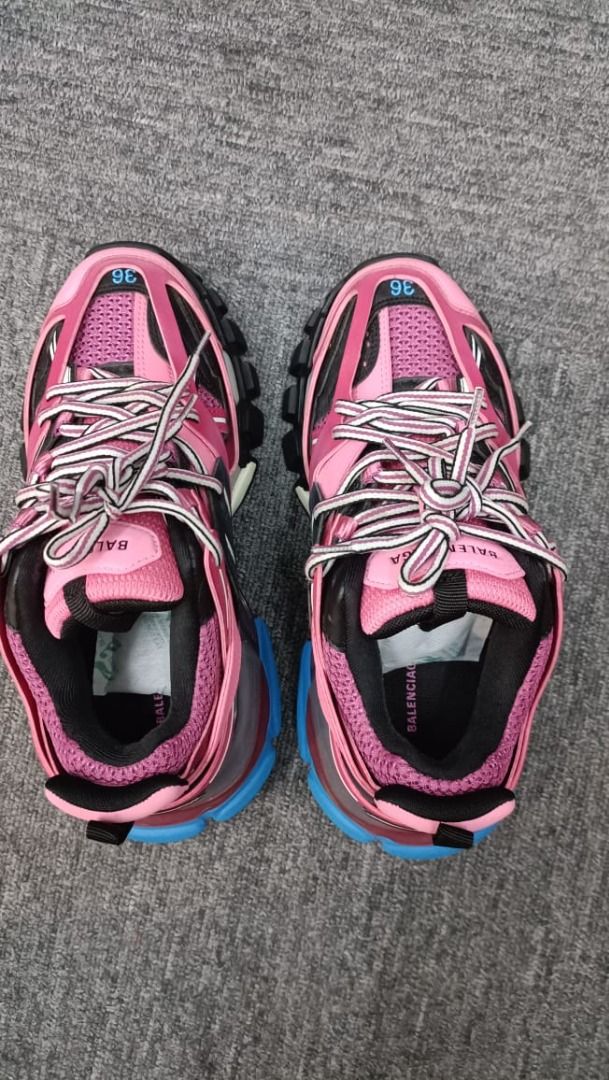 BALENCIAGA TRACK TRAINERS SHOE PINK LEATHER SIZE USA 6