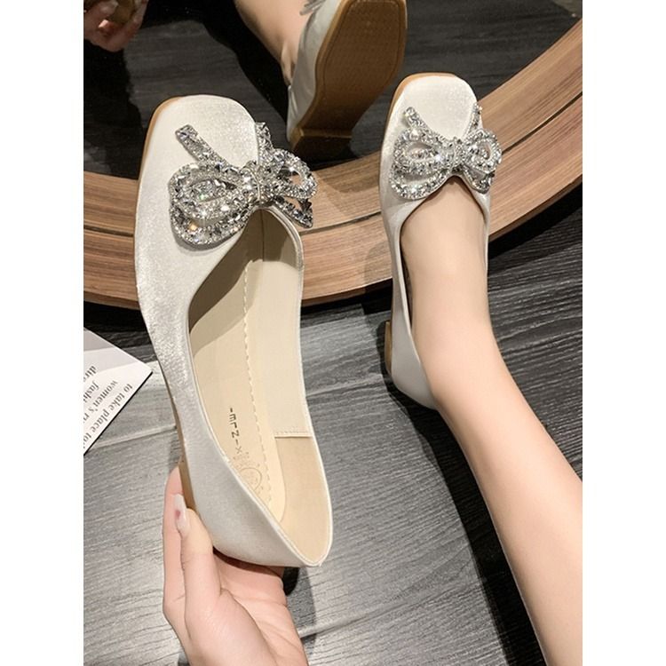White ribbon sales ballet flats