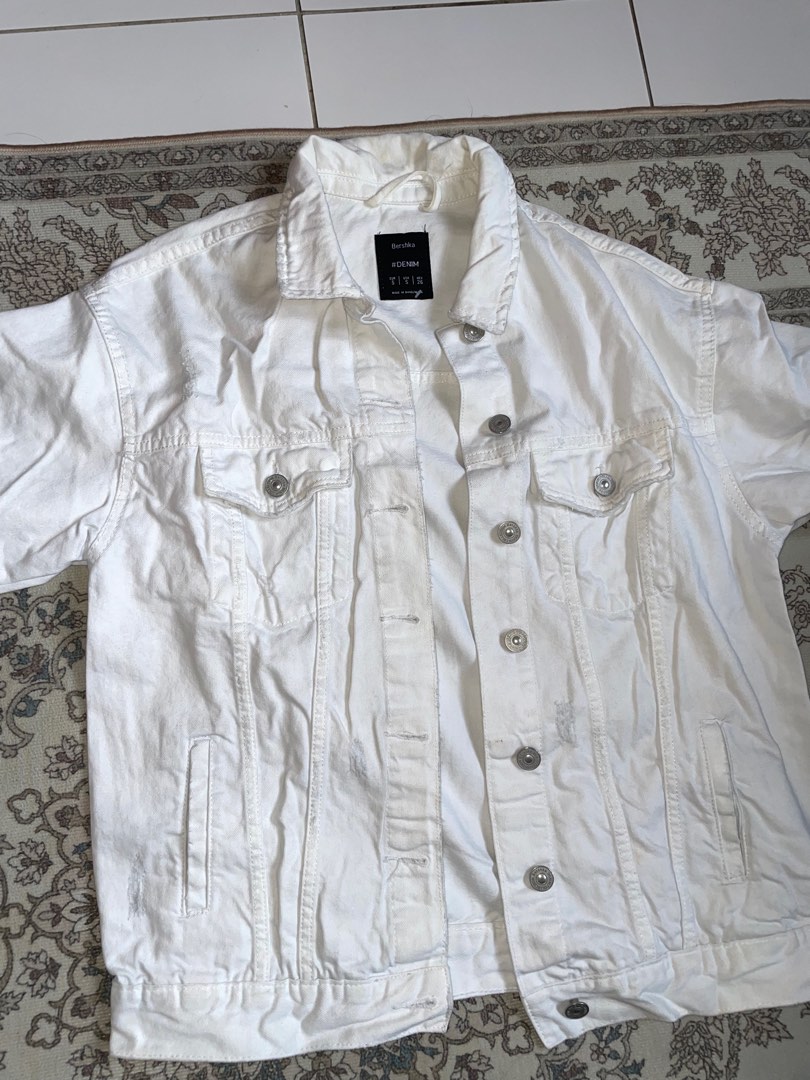Bershka white denim on sale jacket
