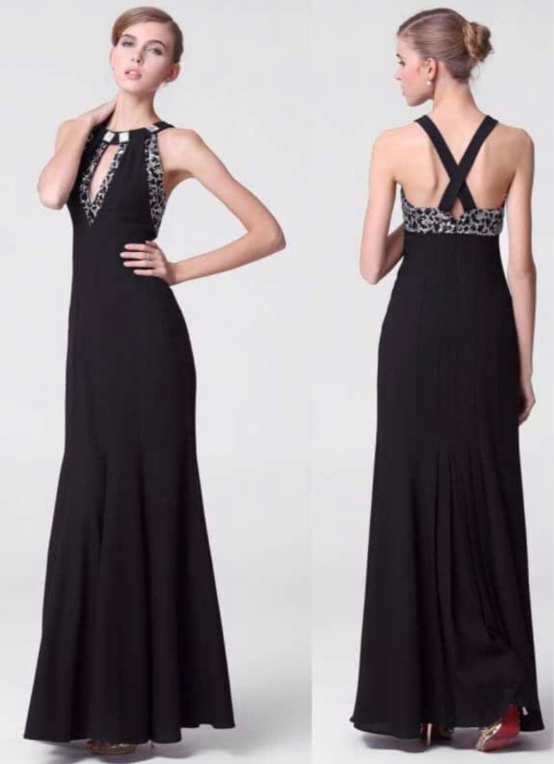 Black Embellished Two Piece Evening Set With Crystal Detailing main image 0