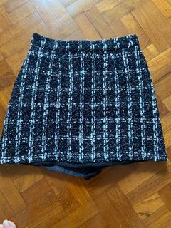 Black tweed high waist skirt
