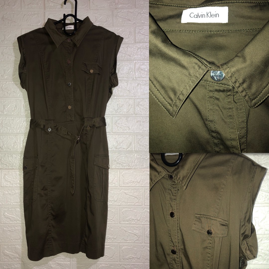 Calvin Klein Army Green Dress, Women's Fashion, Dresses & Sets, Dresses