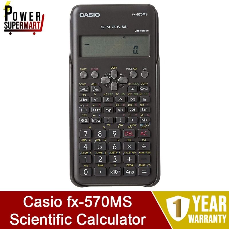 Casio fx 570MS Scientific Calculator. New 2nd Edition Casio FX570MS Scientific Calculator. 40 Scientific Calculations. 40 Metric Conversions 20 Conversion Pairs CALC Memory. Logical Operations. Local ...