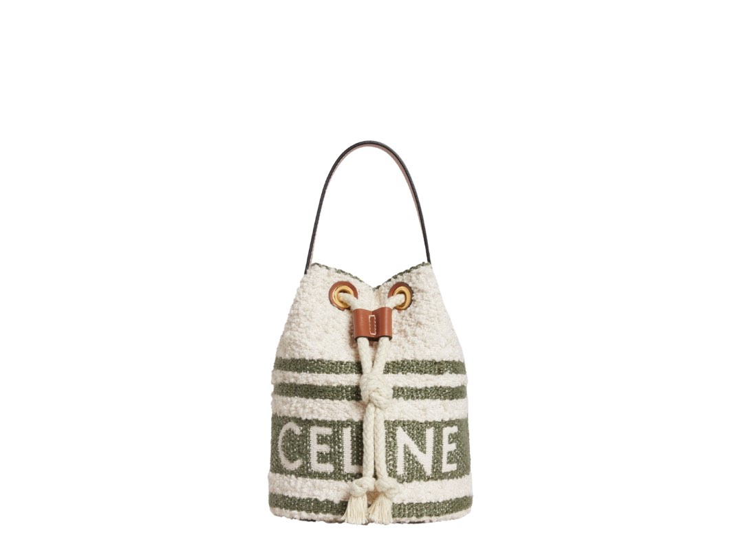 Teen drawstring in raffia and calfskin - CELINE