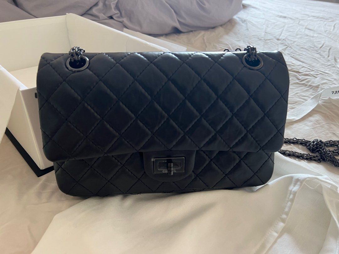 Chanel 2.55 black medium, Luxury, Bags & Wallets on Carousell
